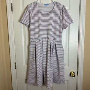 Draper James RSVP Red White Blue Striped Knit Fit & Flare Midi Dress Women XXL